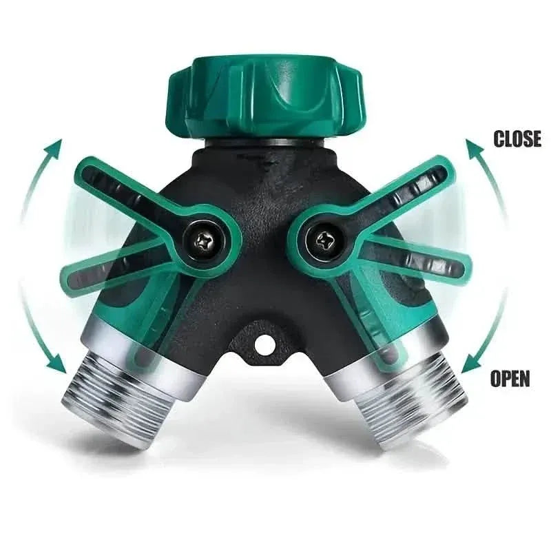 Hose Splitter 2 Way 3/4" Faucet Y Connector with Shut-off Valve - A-1 Thread Vault
