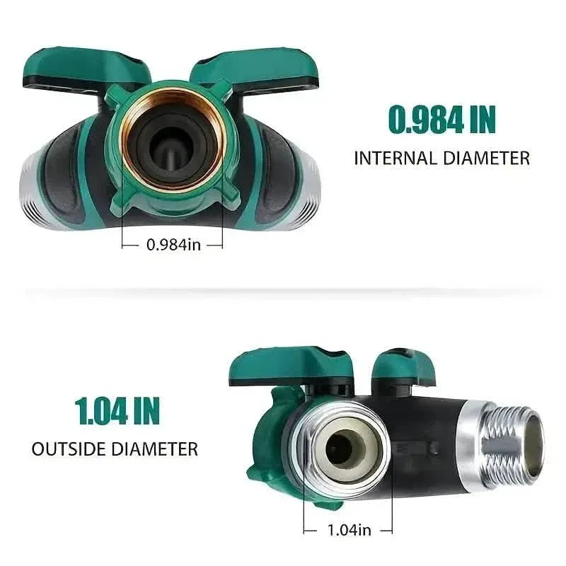 Hose Splitter 2 Way 3/4" Faucet Y Connector with Shut-off Valve - A-1 Thread Vault