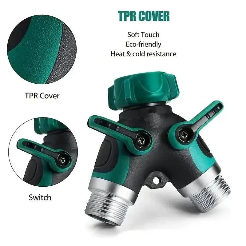 Hose Splitter 2 Way 3/4" Faucet Y Connector with Shut-off Valve - A-1 Thread Vault