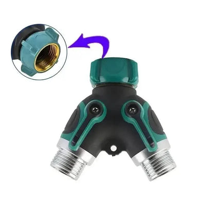 Hose Splitter 2 Way 3/4" Faucet Y Connector with Shut-off Valve - A-1 Thread Vault