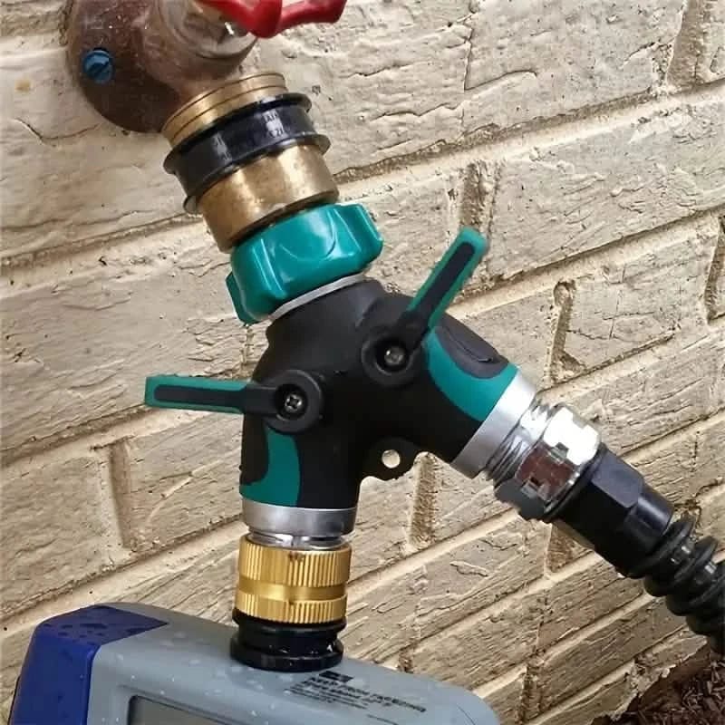 Hose Splitter 2 Way 3/4" Faucet Y Connector with Shut-off Valve - A-1 Thread Vault