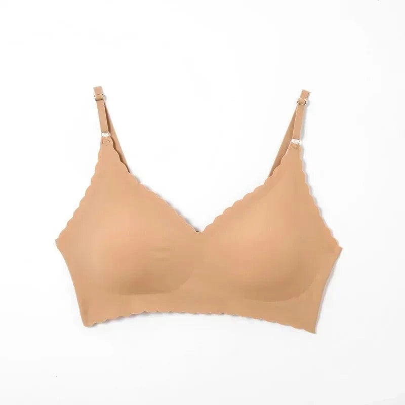 Hot Sale 6 Colors New Ice Silk Underwear Comfy Bra WireFree Padded Wavy Edge Invisible Yoga Wear Ladies Bra Seamless Women Bra - A-1 Thread Vault