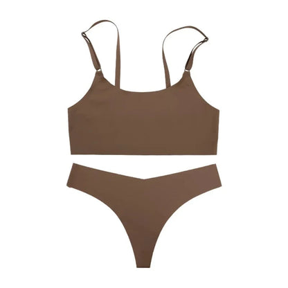 Hot Sale High Quality Latest Design Us Size Stylish Solid Ice Silk Seamless Wireless Bras And Women Underwear Set - A-1 Thread Vault