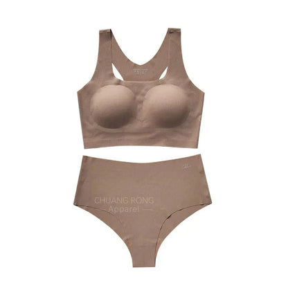 Hot Sale High Quality Latest Design Us Size Stylish Solid Ice Silk Seamless Wireless Bras And Women Underwear Set - A-1 Thread Vault