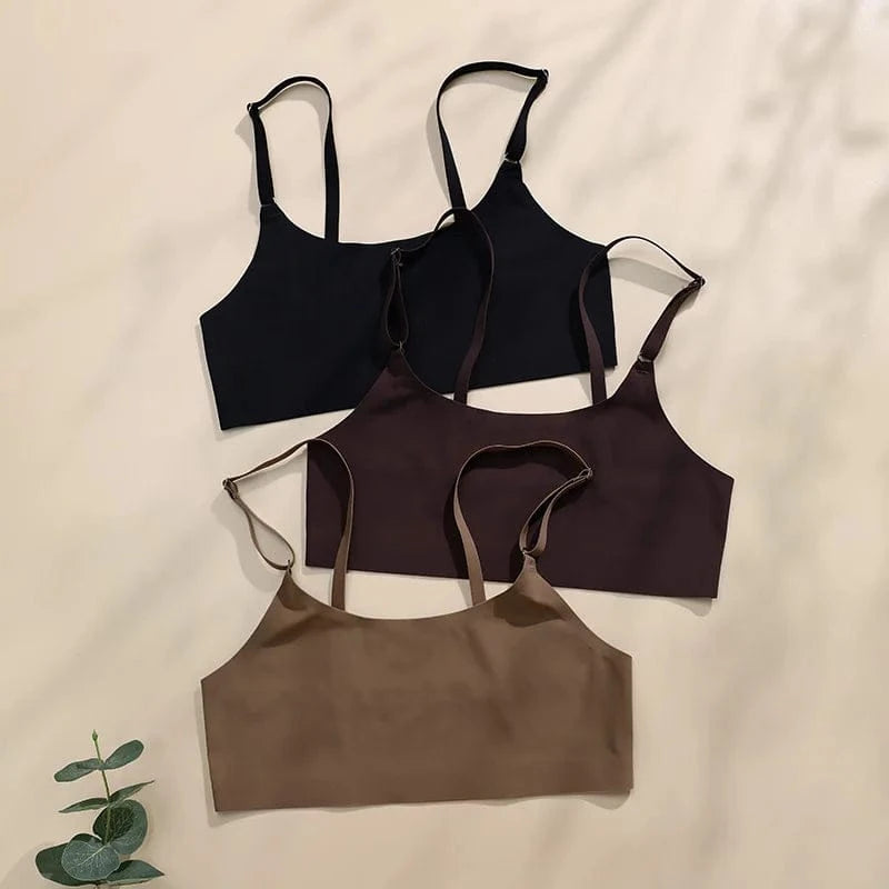Hot Sale High Quality Latest Design Us Size Stylish Solid Ice Silk Seamless Wireless Bras And Women Underwear Set - A-1 Thread Vault