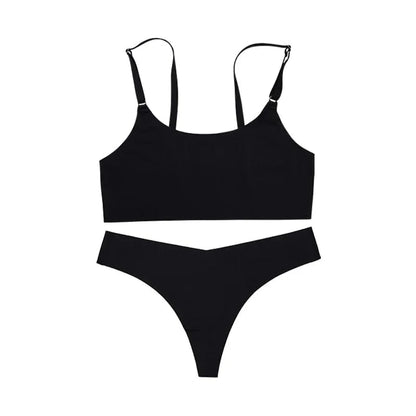 Hot Sale High Quality Latest Design Us Size Stylish Solid Ice Silk Seamless Wireless Bras And Women Underwear Set - A-1 Thread Vault