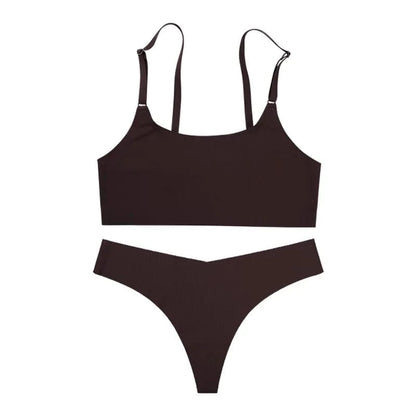 Hot Sale High Quality Latest Design Us Size Stylish Solid Ice Silk Seamless Wireless Bras And Women Underwear Set - A-1 Thread Vault