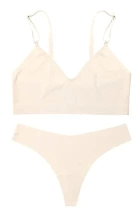Hot Sale Ladies' V-Neck Style Wire-Free Seamless Underwear Set With Briefs Women Underwear Bras And Panties Set - A-1 Thread Vault