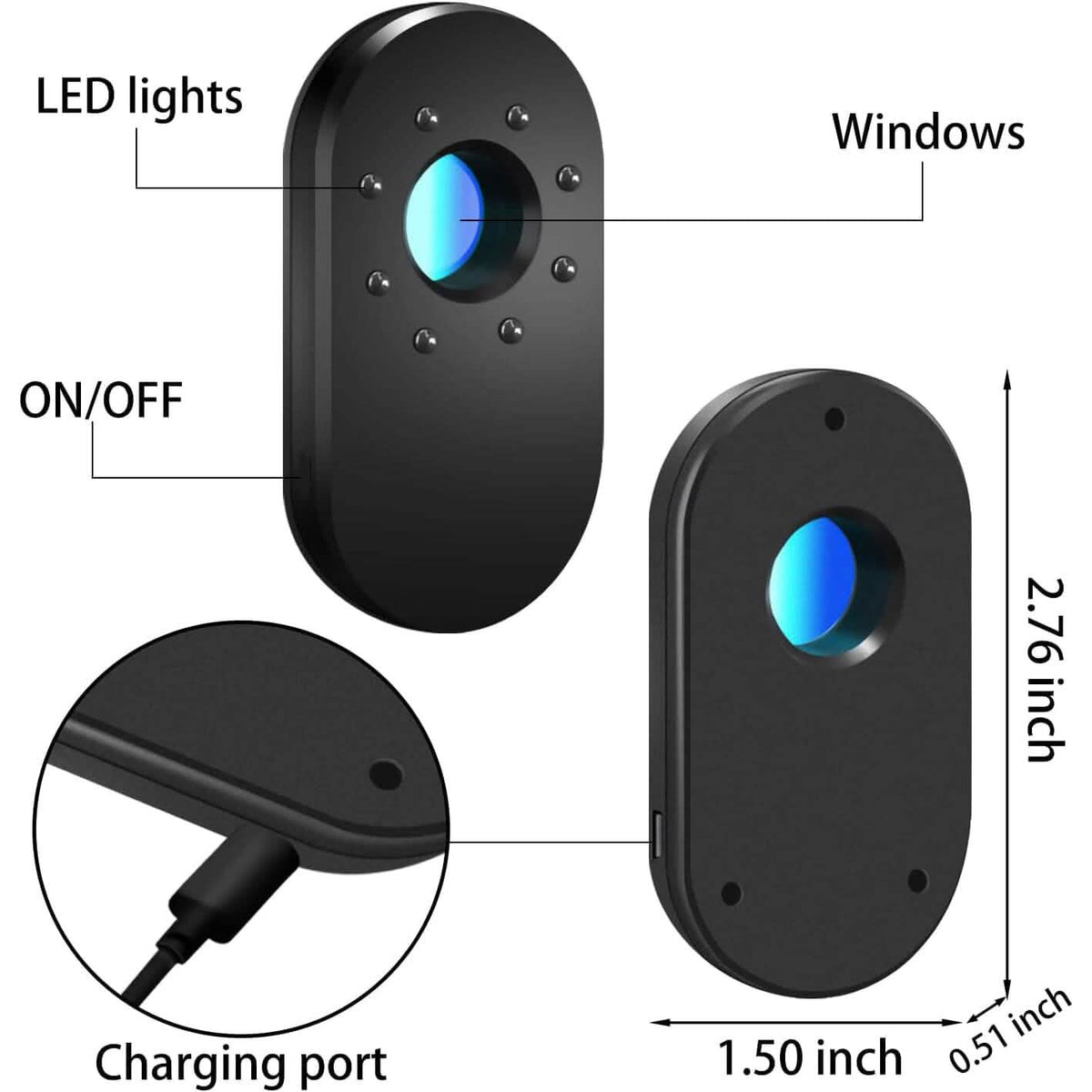 Hotel Hidden Camera Detector Finder, Infrared Detector, Travel Mini Portable Anti-Peeping Anti-Monitoring Camera Scanner - A-1 Thread Vault