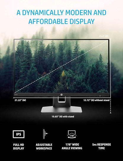 HP 23.8” VH240a IPS FHD LED Monitor HDMI VGA Speakers (Refurbished) - A-1 Thread Vault