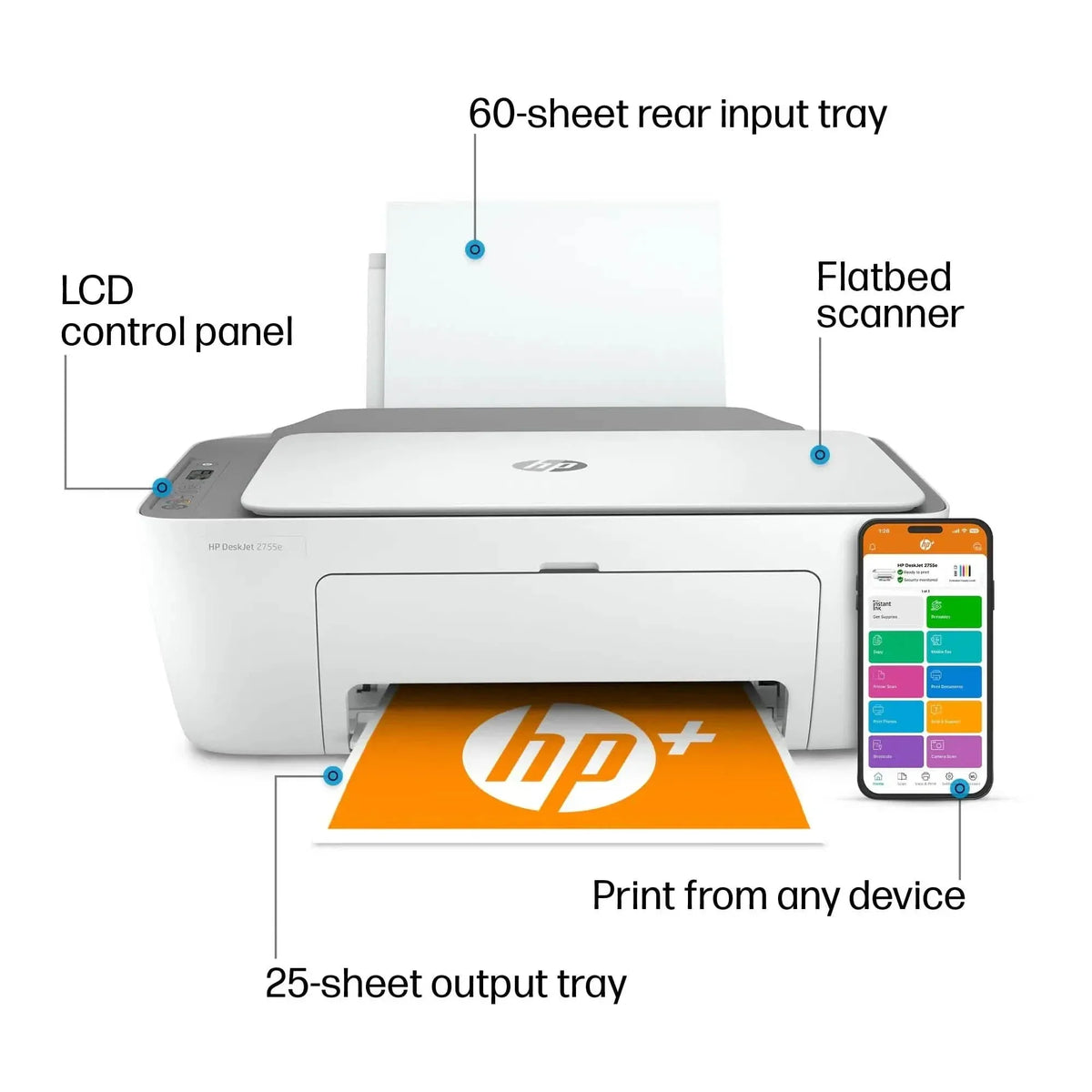 HP DeskJet 2755e All-in-One Inkjet Printer Color Mobile Print Copy Scan (Refurbished) - A-1 Thread Vault