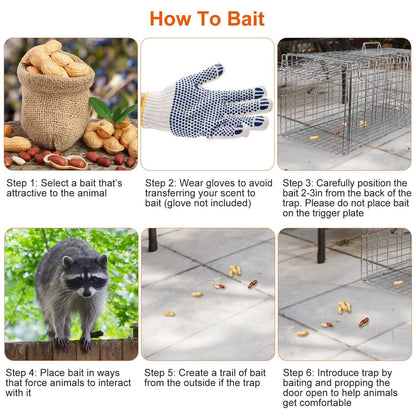 Humane Catch Release Live Animal Collapsible Galvanized Wire Trap Cage - A-1 Thread Vault