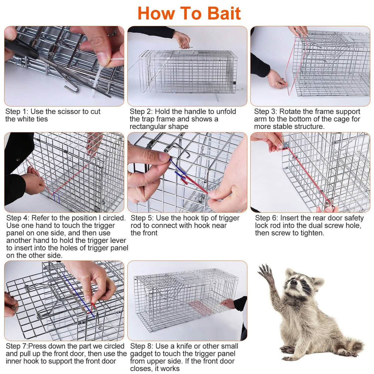 Humane Catch Release Live Animal Collapsible Galvanized Wire Trap Cage - A-1 Thread Vault