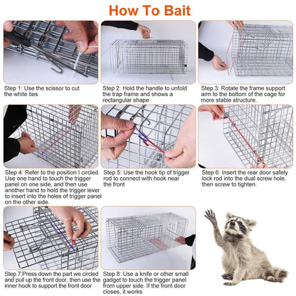 Humane Catch Release Live Animal Collapsible Galvanized Wire Trap Cage - A-1 Thread Vault