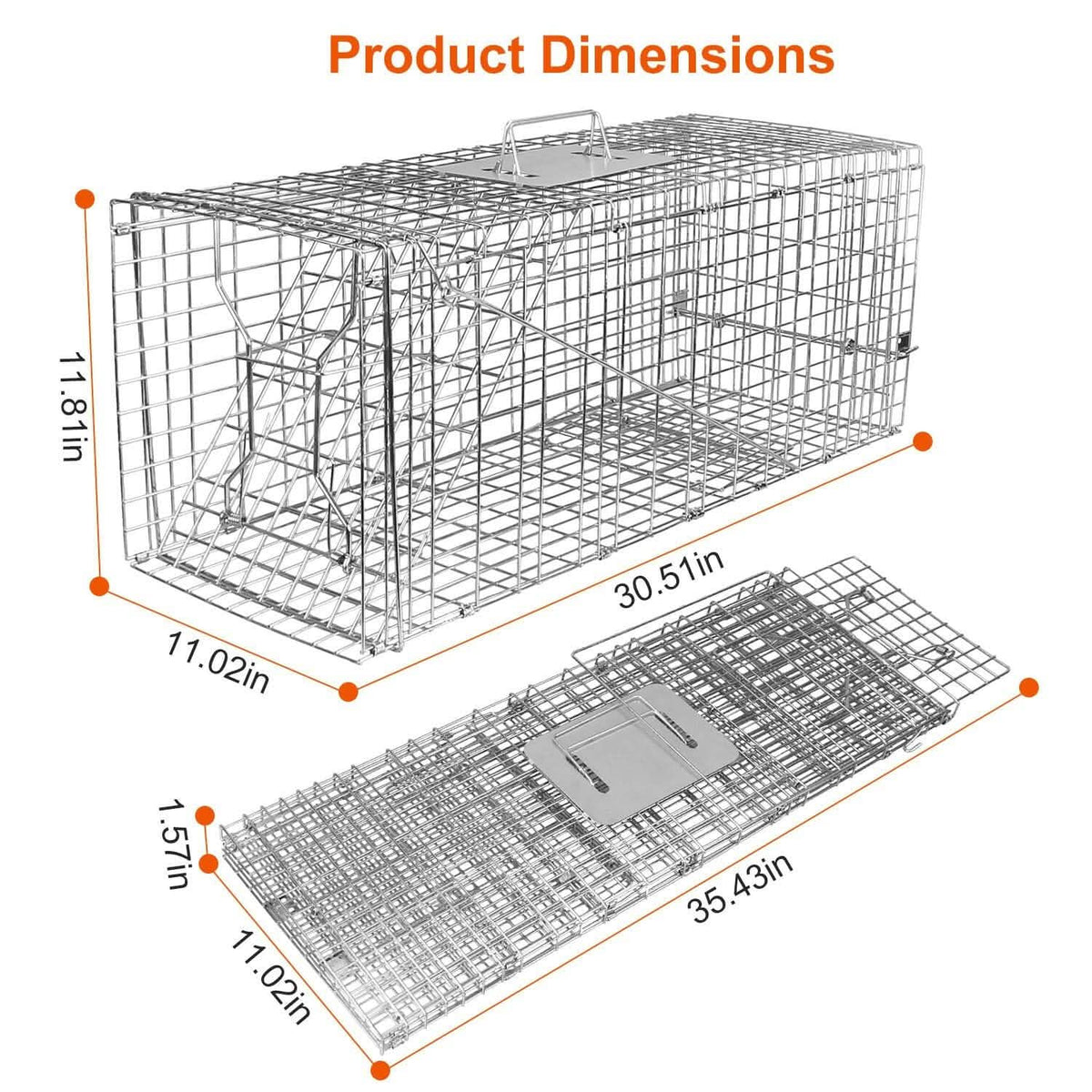 Humane Catch Release Live Animal Collapsible Galvanized Wire Trap Cage - A-1 Thread Vault