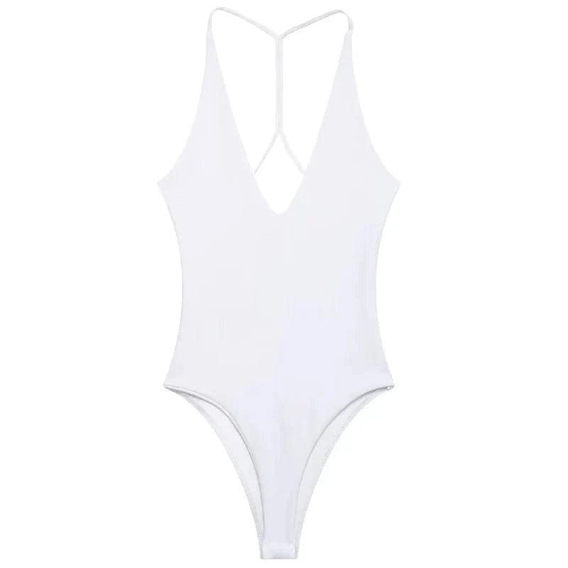 HXAO Halter Corset Bodysuit Women Black Brown White Bodysuit Body Sexy Women Slimming Backless Top Chic Lingerie Thong Bodysuits - A-1 Thread Vault