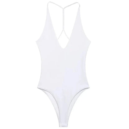 HXAO Halter Corset Bodysuit Women Black Brown White Bodysuit Body Sexy Women Slimming Backless Top Chic Lingerie Thong Bodysuits - A-1 Thread Vault