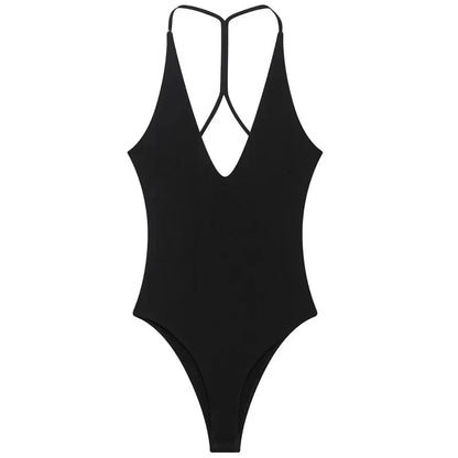 HXAO Halter Corset Bodysuit Women Black Brown White Bodysuit Body Sexy Women Slimming Backless Top Chic Lingerie Thong Bodysuits - A-1 Thread Vault