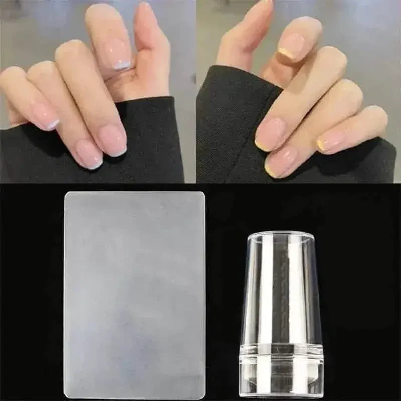 Hypoallergenic Silicone Nail Stamper and Scraper Set for French Manicure Stamping Plate - A-1 Thread Vault