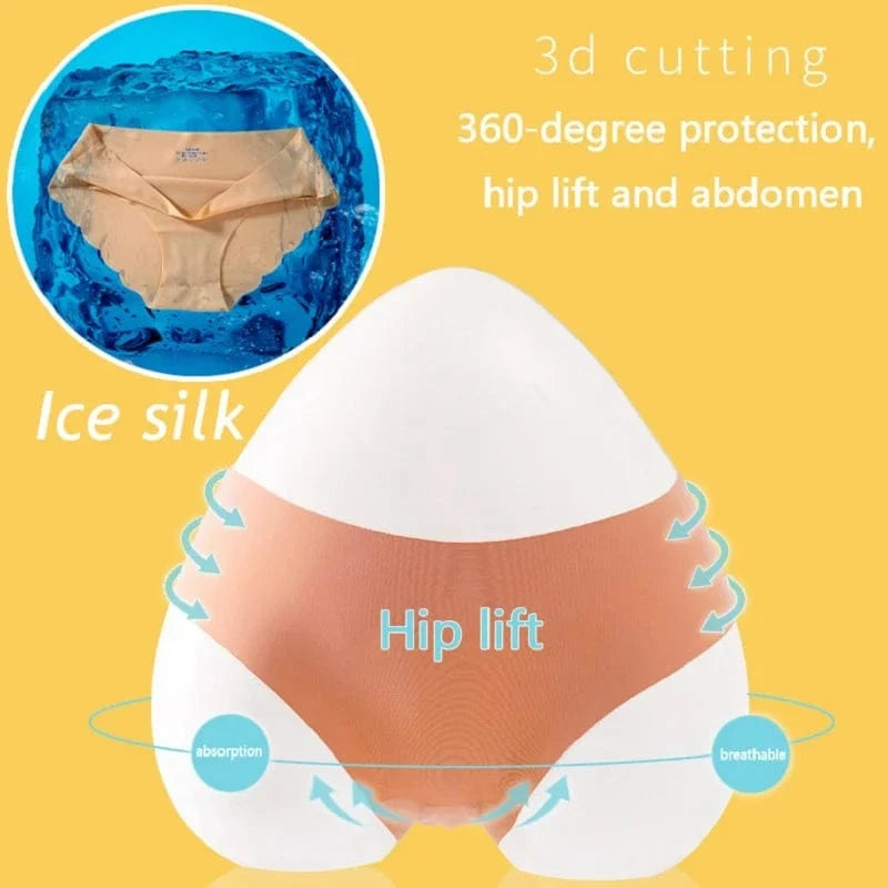 Ice Silk Seamless Panties 4PCS/Set Women's Briefs Solid Color Elastic Underwear Female Ultra Thin No Trace Wavy Side Panties - A-1 Thread Vault