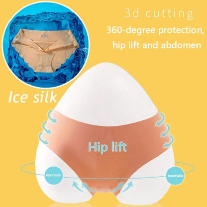 Ice Silk Seamless Panties 4PCS/Set Women's Briefs Solid Color Elastic Underwear Female Ultra Thin No Trace Wavy Side Panties - A-1 Thread Vault