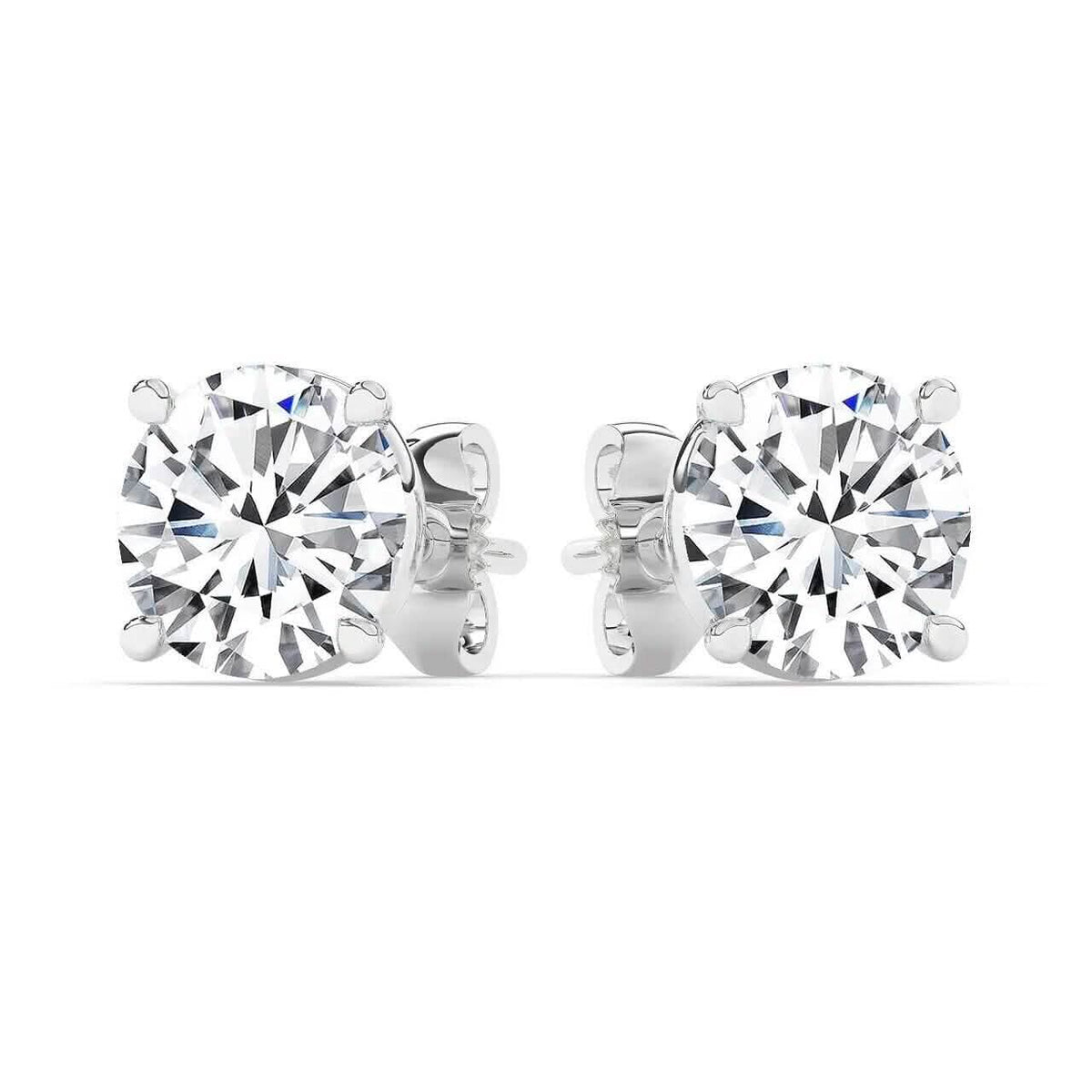 IGI, F/VS1, 4 CT Solitaire Lab-Grown Round Diamond Studs Earring, 950 Platinum - A-1 Thread Vault