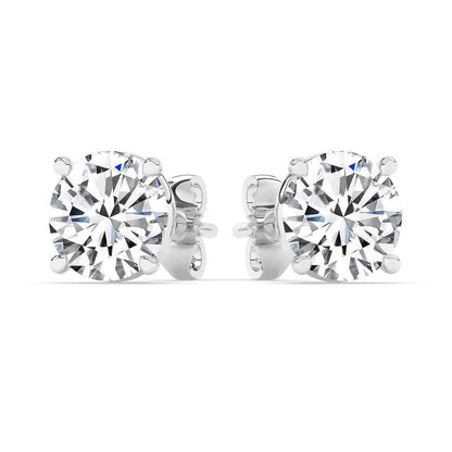 IGI, F/VS1, 4 CT Solitaire Lab-Grown Round Diamond Studs Earring, 950 Platinum - A-1 Thread Vault