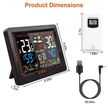Indoor/Outdoor Thermometer Humidity Weather Forecast Temperature with Backlight - A-1 Thread Vault