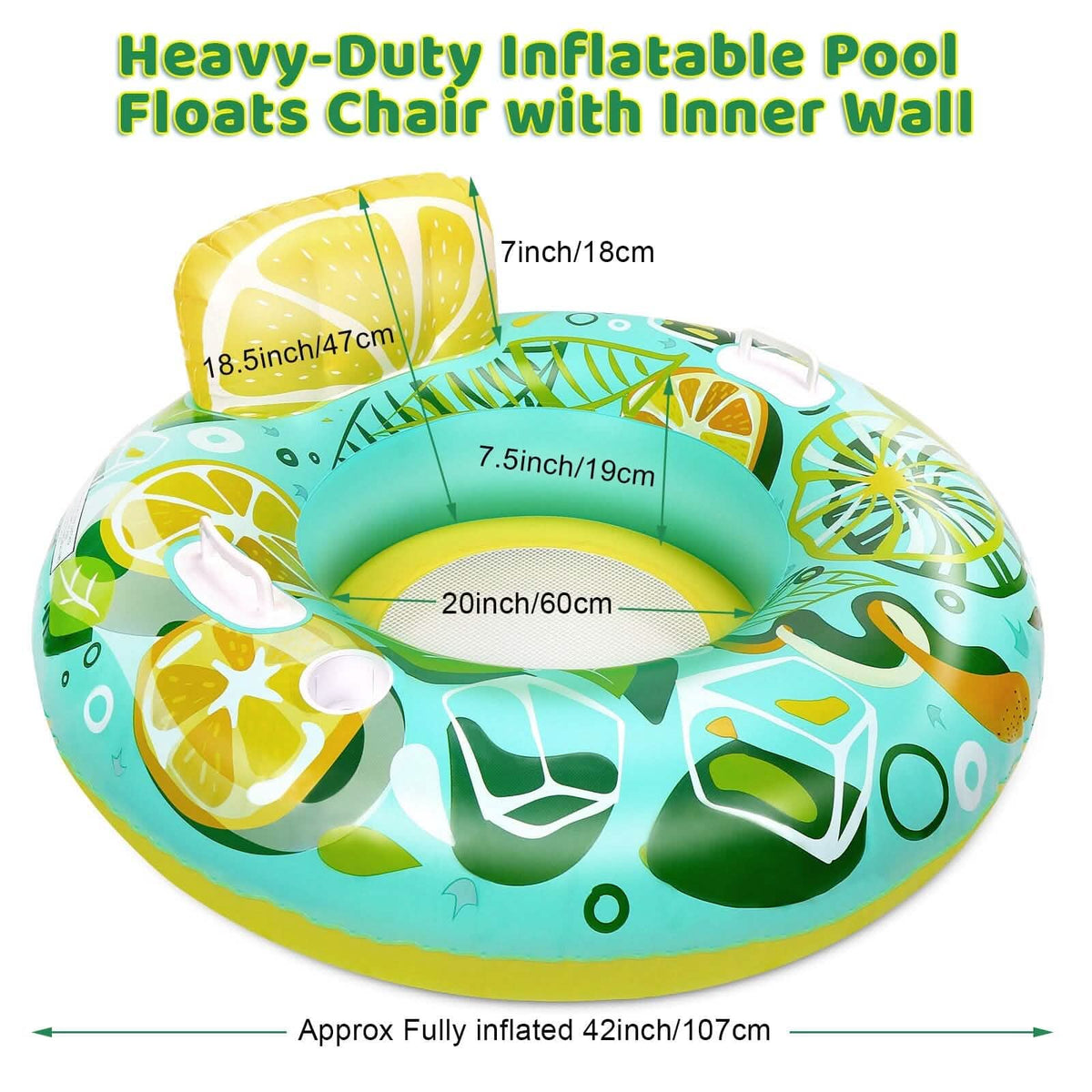 Inflatable Lounger Pool Float with Rubber Handle and Drink Holder - A-1 Thread Vault