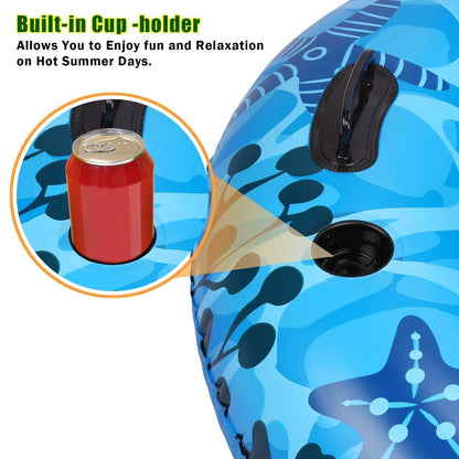 Inflatable Lounger Pool Float with Rubber Handle and Drink Holder - A-1 Thread Vault