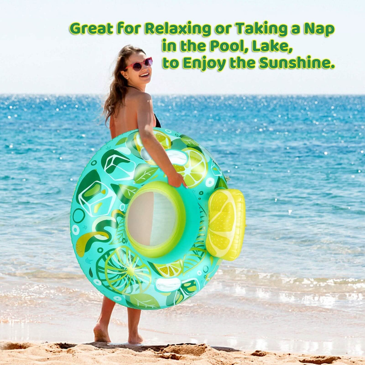 Inflatable Lounger Pool Float with Rubber Handle and Drink Holder - A-1 Thread Vault