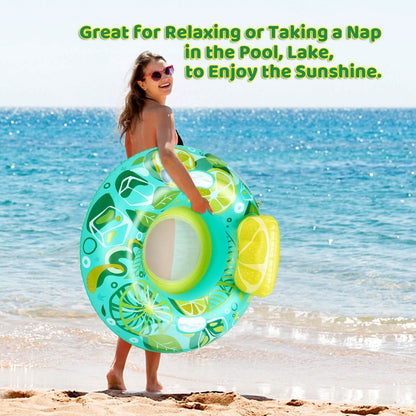 Inflatable Lounger Pool Float with Rubber Handle and Drink Holder - A-1 Thread Vault