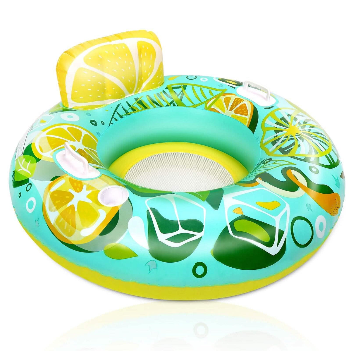 Inflatable Lounger Pool Float with Rubber Handle and Drink Holder - A-1 Thread Vault