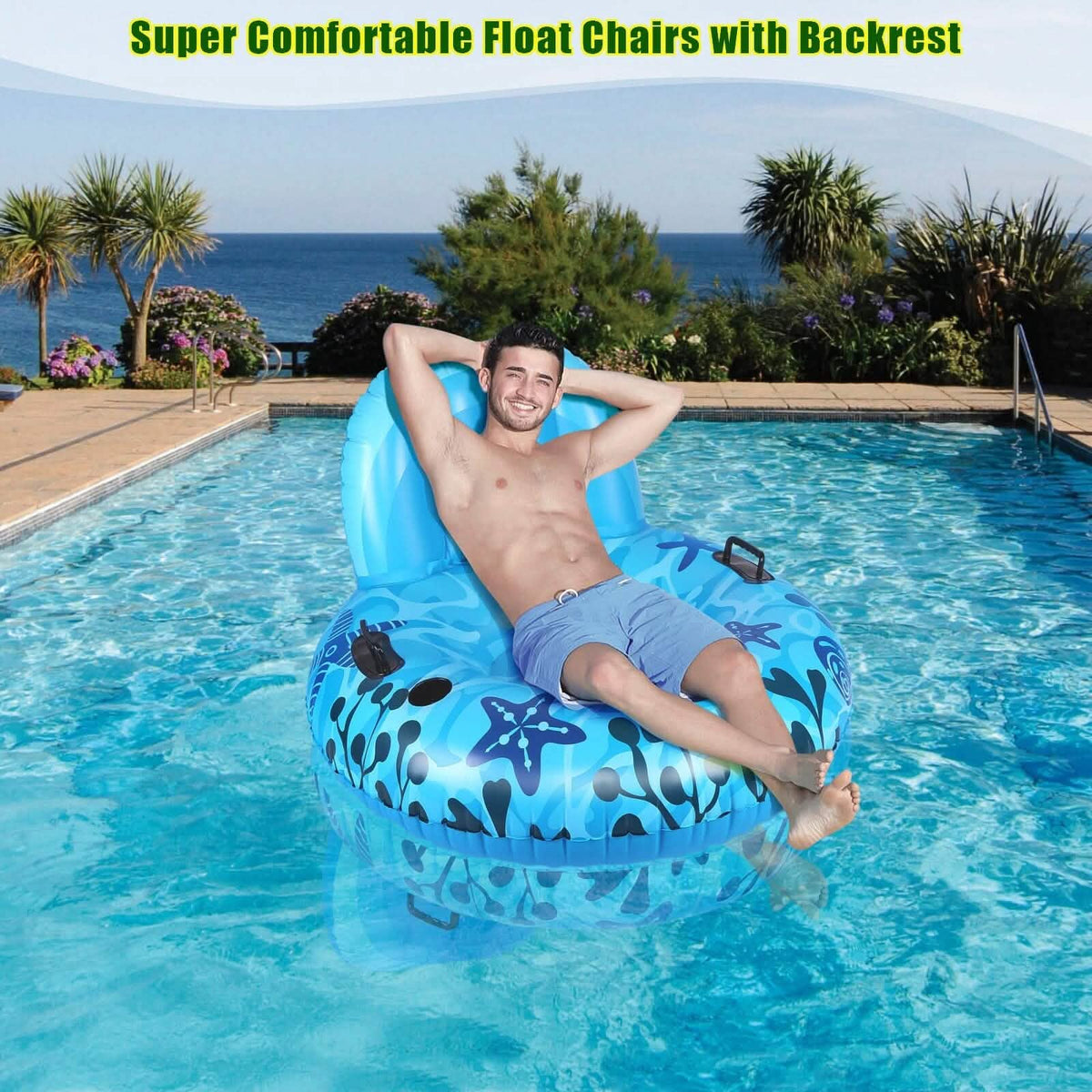 Inflatable Lounger Pool Float with Rubber Handle and Drink Holder - A-1 Thread Vault