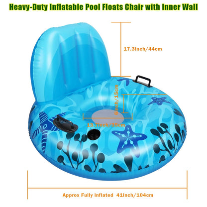 Inflatable Lounger Pool Float with Rubber Handle and Drink Holder - A-1 Thread Vault