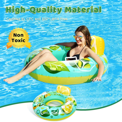 Inflatable Lounger Pool Float with Rubber Handle and Drink Holder - A-1 Thread Vault