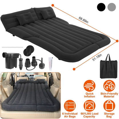 Inflatable SUV Air Mattress Thickened Camping Bed Cushion with Pillow - A-1 Thread Vault