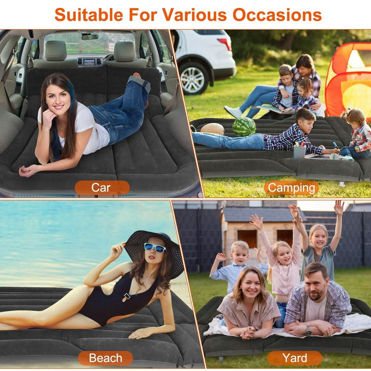 Inflatable SUV Air Mattress Thickened Camping Bed Cushion with Pillow - A-1 Thread Vault