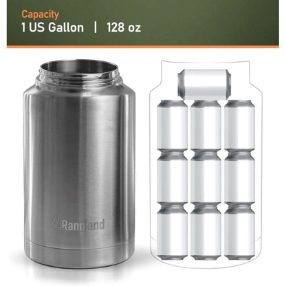 Insulated 1 Gallon Stainless Steel Wide Mouth Growler with Tactical Carrying Bag - A-1 Thread Vault