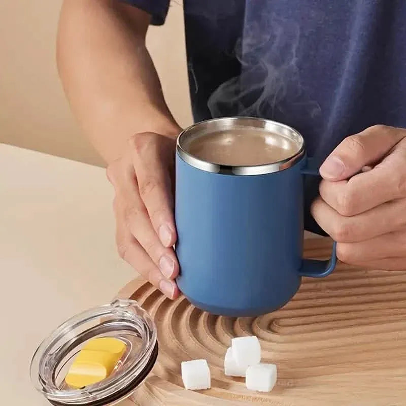Insulated Double Wall Coffee Mug with Handle and Lid - A-1 Thread Vault