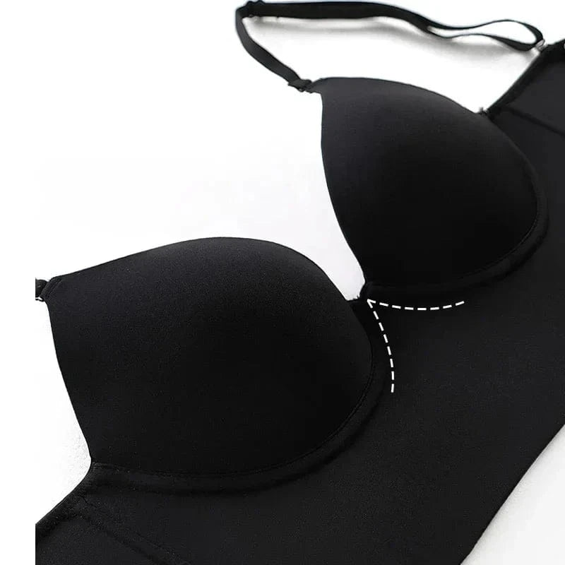 Invisible Lift Up Bra Backless Women Summer Bras Low Cut Sexy Plunge Brassiere Open Back Underwear Seamless Deep U Lingerie - A-1 Thread Vault