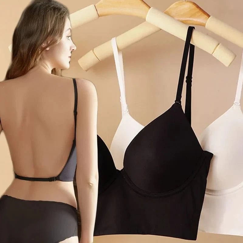 Invisible Lift Up Bra Backless Women Summer Bras Low Cut Sexy Plunge Brassiere Open Back Underwear Seamless Deep U Lingerie - A-1 Thread Vault