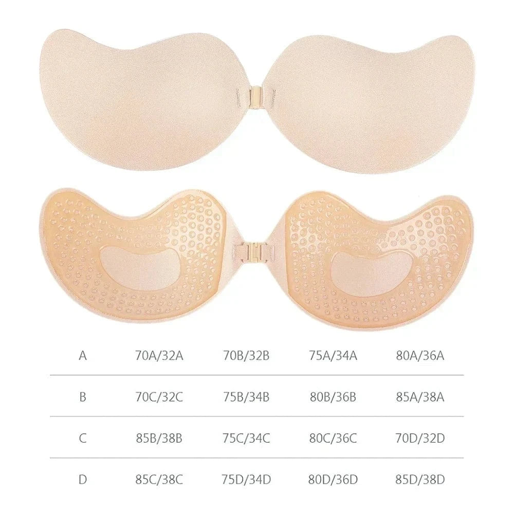 Invisible Push Up Bra for Women Backless Strapless Bra Seamless Front Closure Bralette Underwear Silicone Self-Adhesive Bra Pad - A-1 Thread Vault