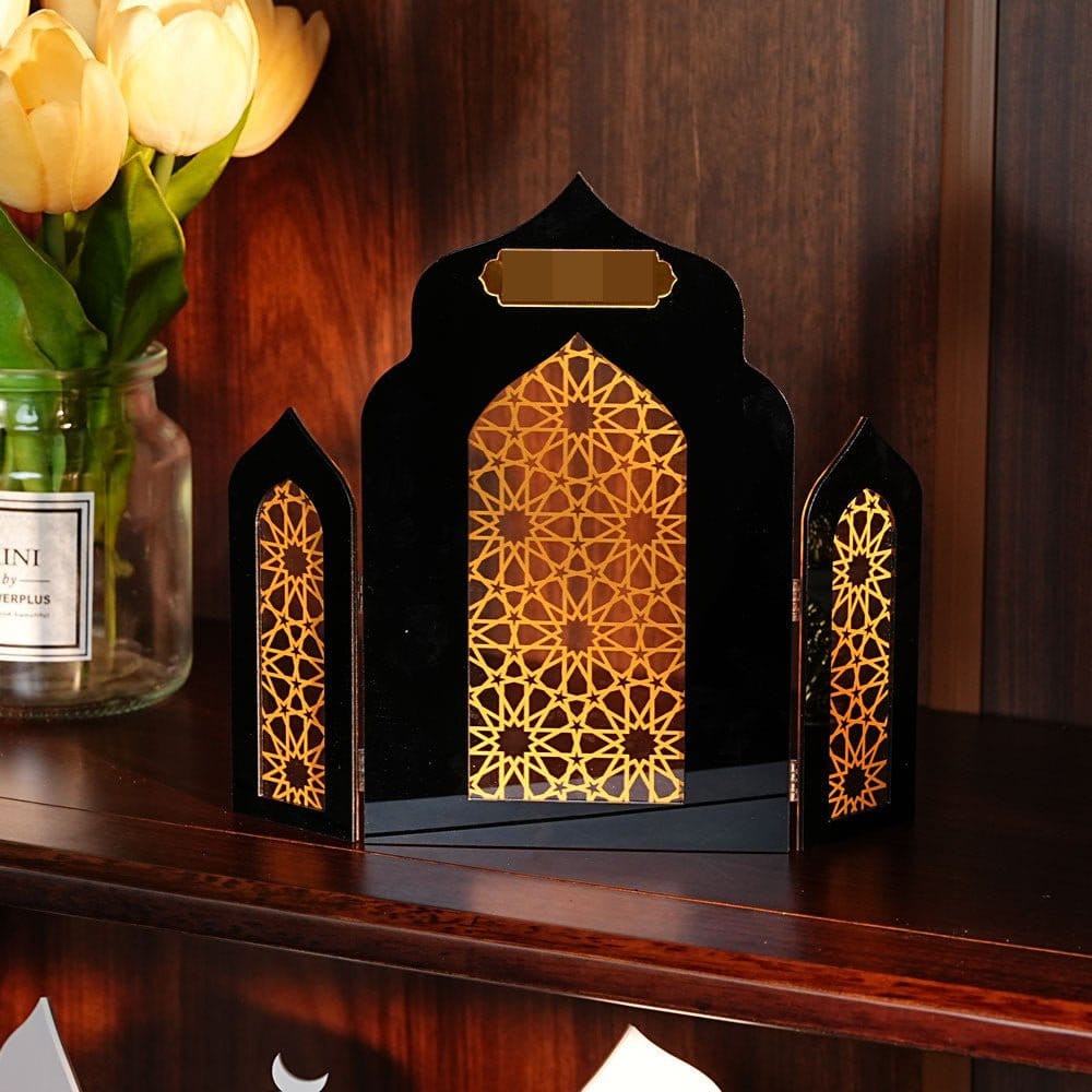 Islamic Acrylic Folding Screen Hollow Pattern Desktop Decor (MAC402) - A-1 Thread Vault