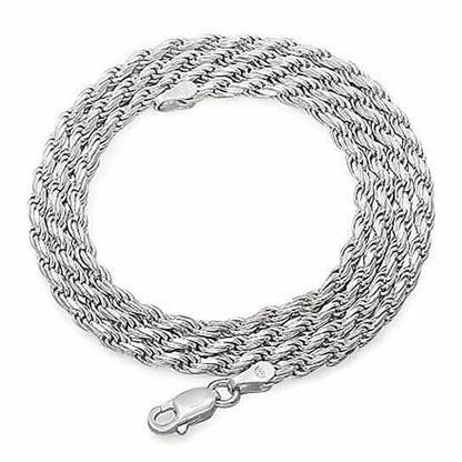 Italian 925 Silver Filled High Polish Finsh Rope Chain - A-1 Thread Vault