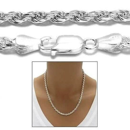 Italian 925 Silver Filled High Polish Finsh Rope Chain - A-1 Thread Vault