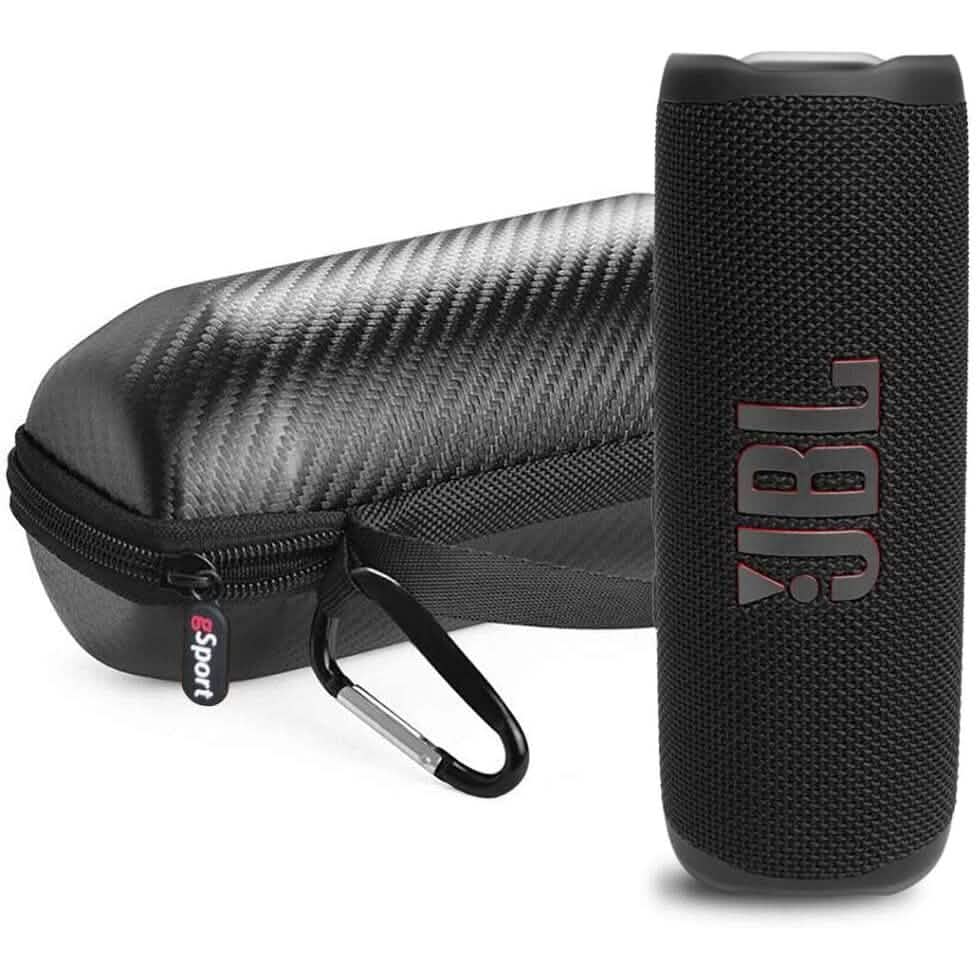 JBL FLIP 6 Waterproof Portable Speaker Bundle with gSport Carbon Fiber Case (Black) (Refurbished) - A-1 Thread Vault