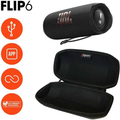 JBL FLIP 6 Waterproof Portable Speaker Bundle with gSport Carbon Fiber Case (Black) (Refurbished) - A-1 Thread Vault