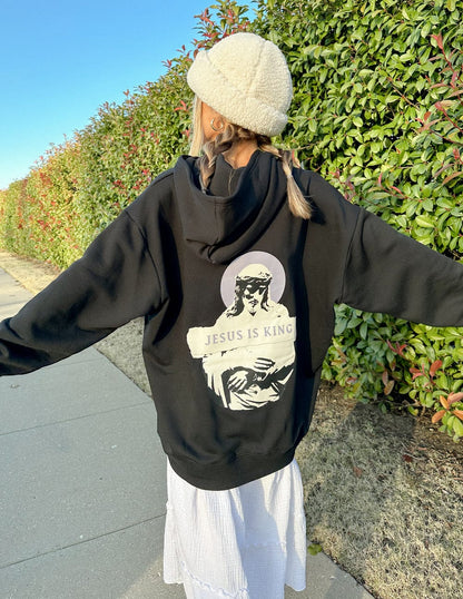 Jesus Is King Black Unisex Hoodie - A-1 Thread Vault