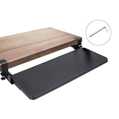 Keyboard Mouse Tray Under Desk Retractable Slide Out Drawer with C Clamp - A-1 Thread Vault